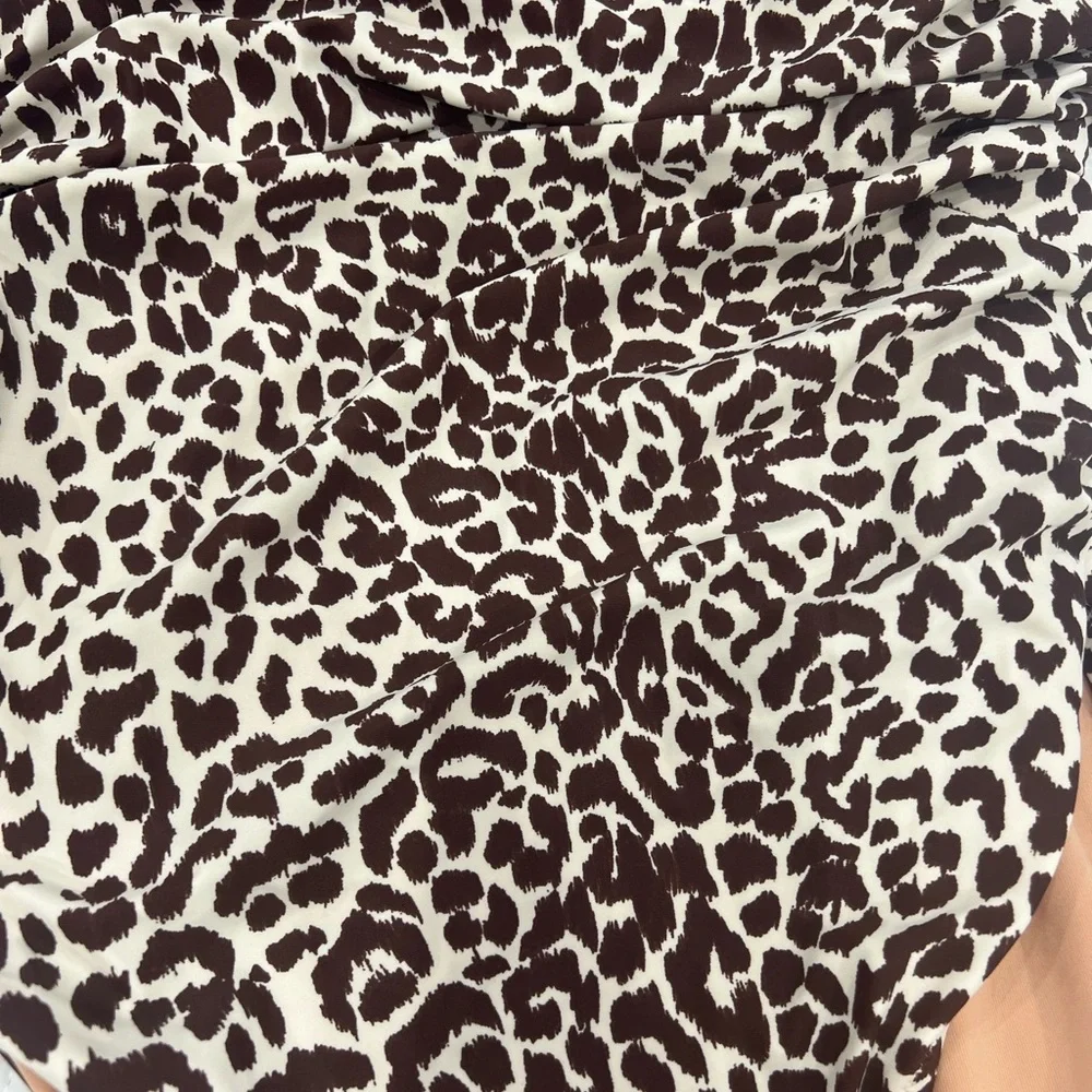 One-Shoulder Leopard Print One-Piece Swimsuit - Brown/White - Picture 3 of 3